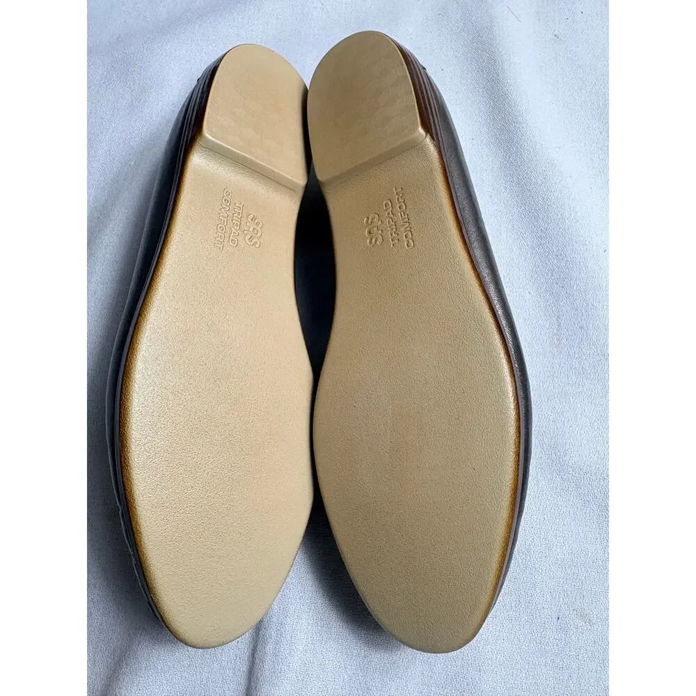 SAS Tripad Penny Loafers Metallic Pewter Silver Leather Slip-On Size 10 Comfort - Picture 5 of 5